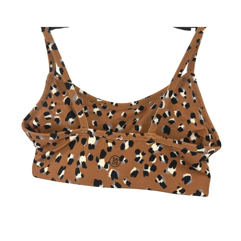 Sage Collective Sports Bra XS Lion Leopard Print Double Strap Padded NWT